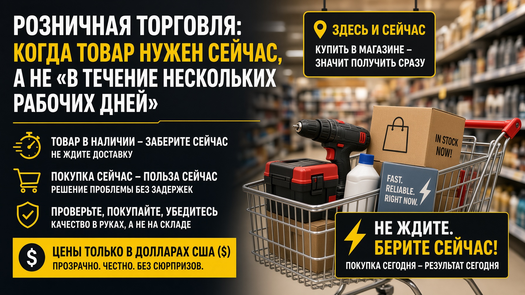 Розничная торговля: когда товар нужен сейчас, а не «в течение нескольких рабочих дней»