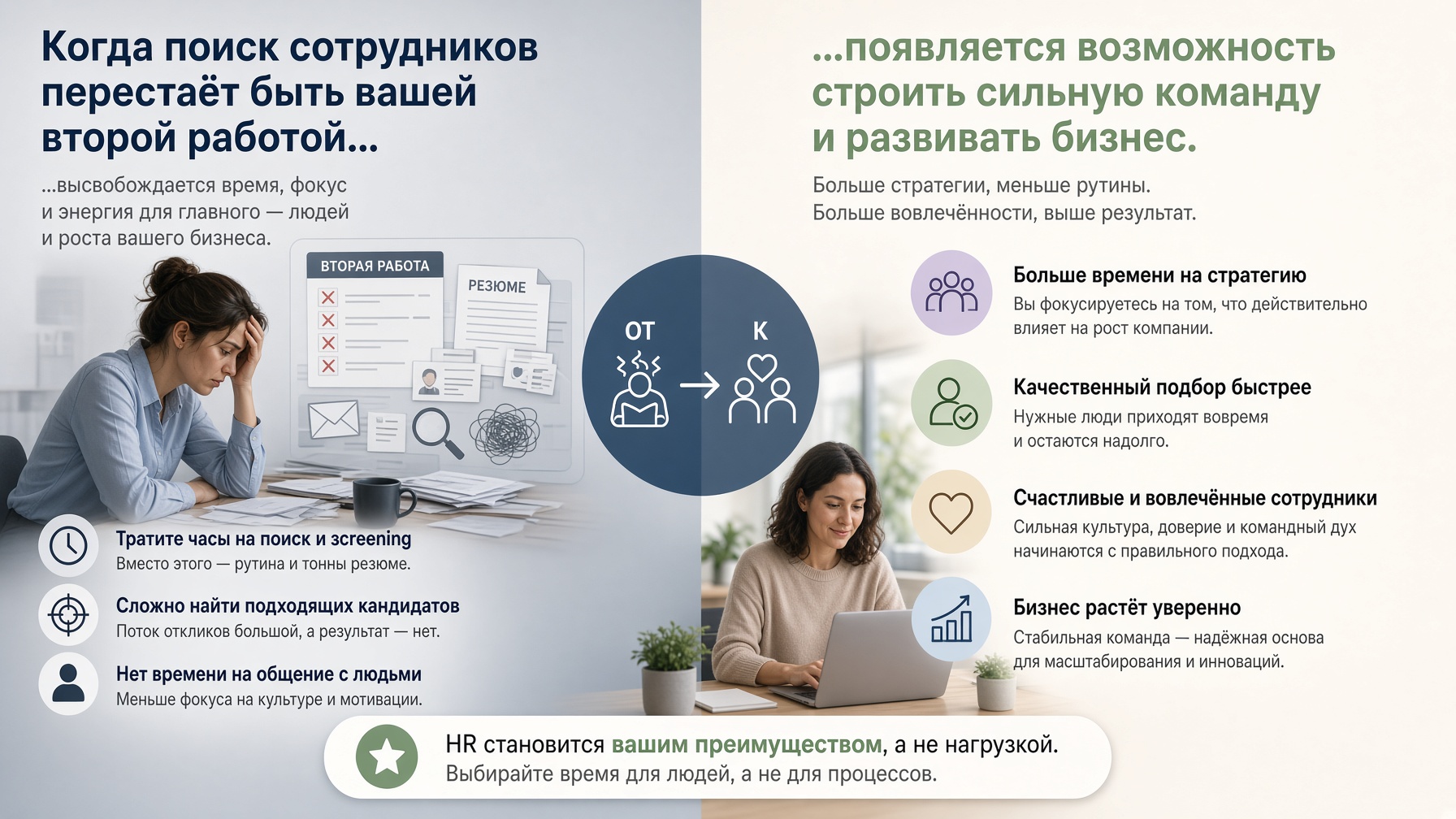 HR и подбор персонала: что меняется, когда поиск сотрудников перестаёт быть вашей второй работой