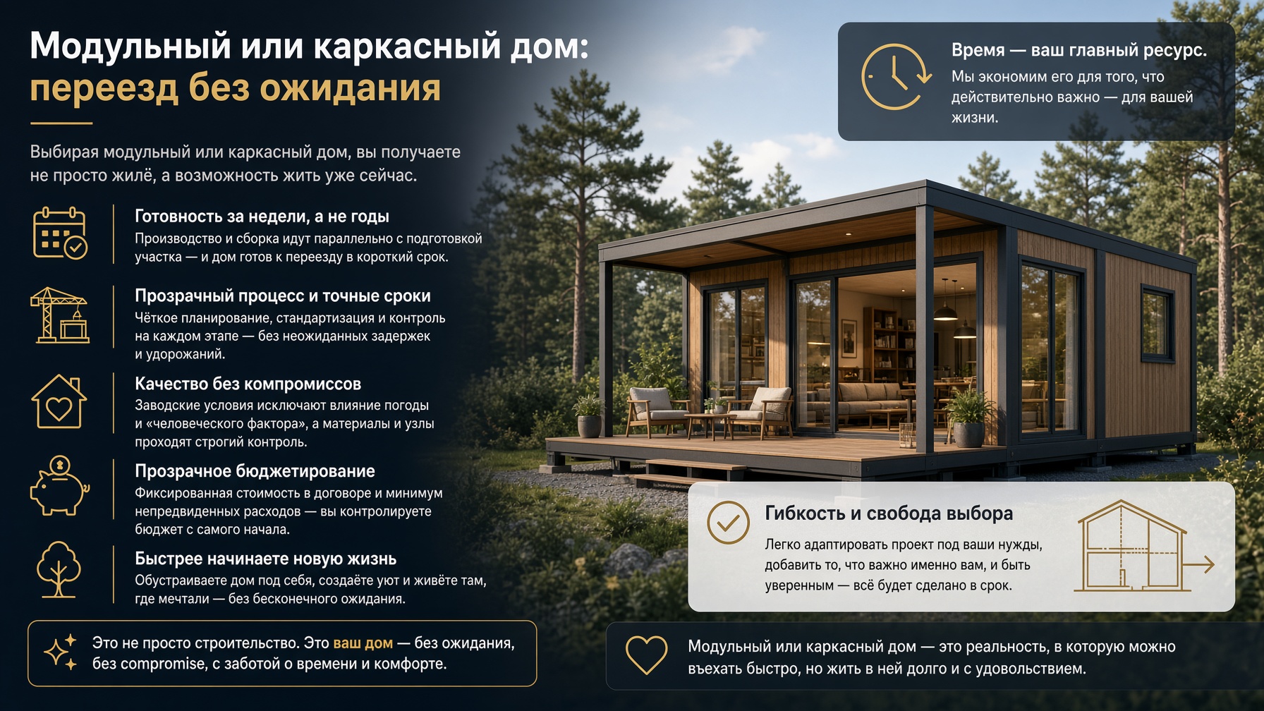 Модульный или каркасный дом: что меняется, когда не приходится годами ждать переезда