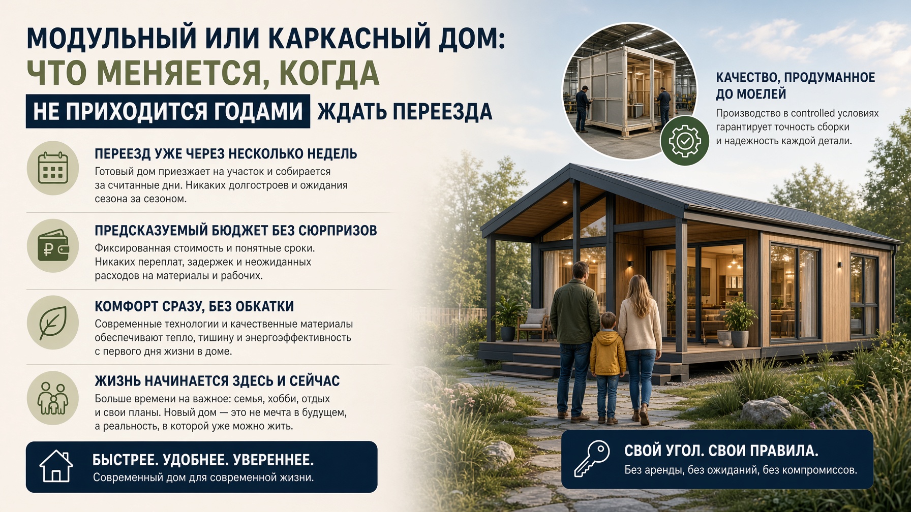 Модульный или каркасный дом: что меняется, когда не приходится годами ждать переезда